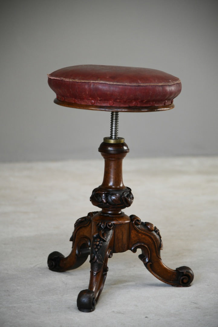 Victorian Walnut Adjustable Music Stool