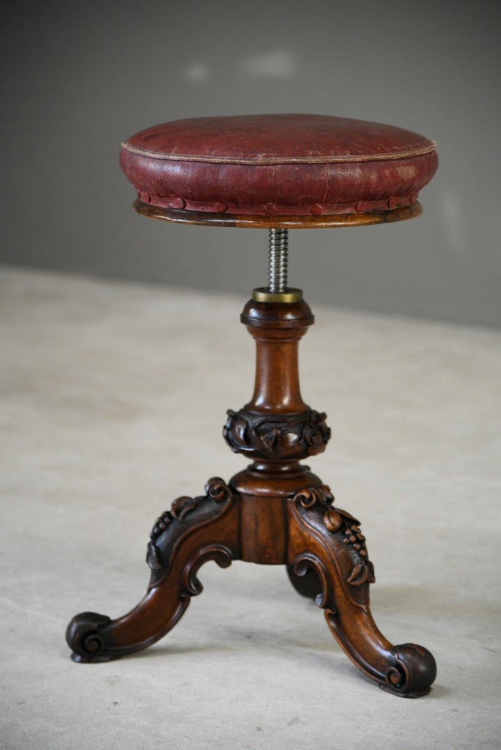 Victorian Walnut Adjustable Music Stool