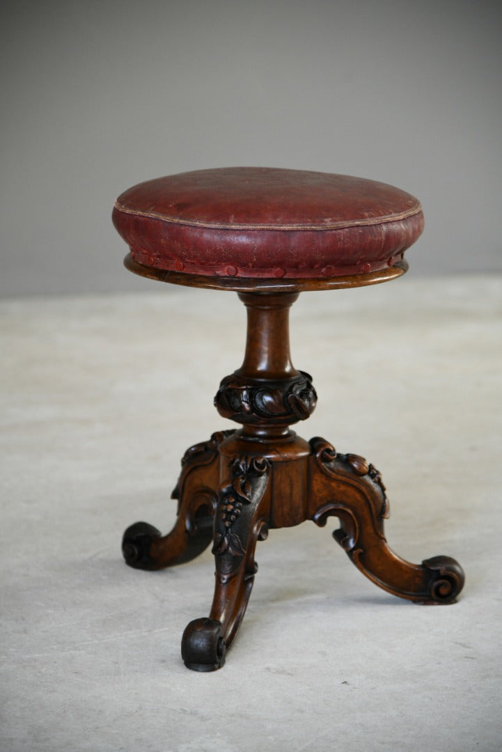 Victorian Walnut Adjustable Music Stool