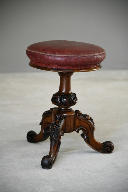 Victorian Walnut Adjustable Music Stool