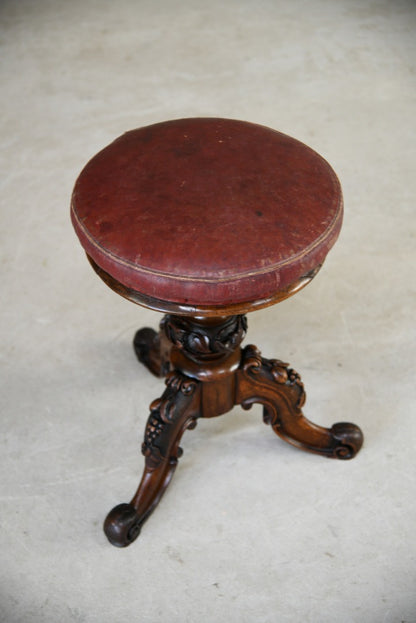 Victorian Walnut Adjustable Music Stool