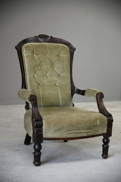 Antique Victorian Open Armchair