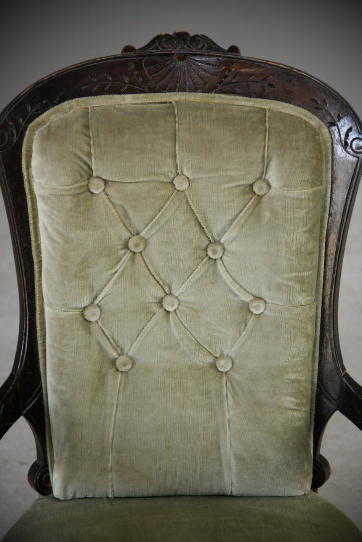 Antique Victorian Open Armchair