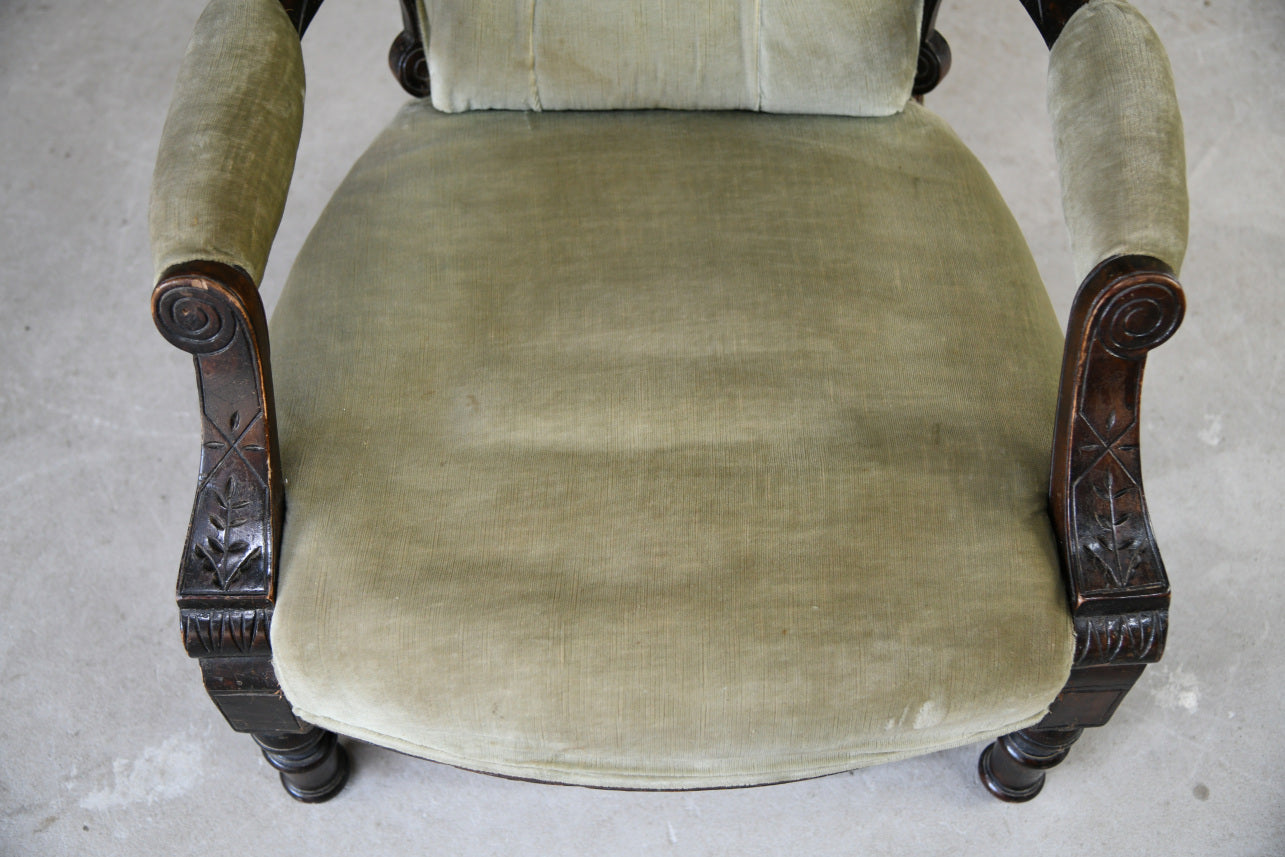 Antique Victorian Open Armchair