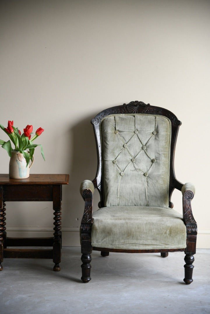 Antique Victorian Open Armchair