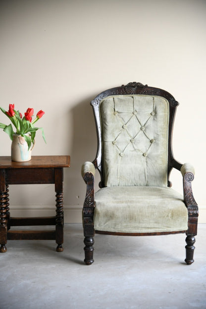 Antique Victorian Open Armchair