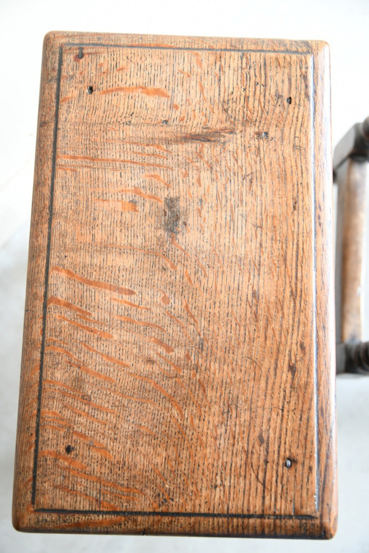 Pair Antique Oak Bobbin Turned Stools