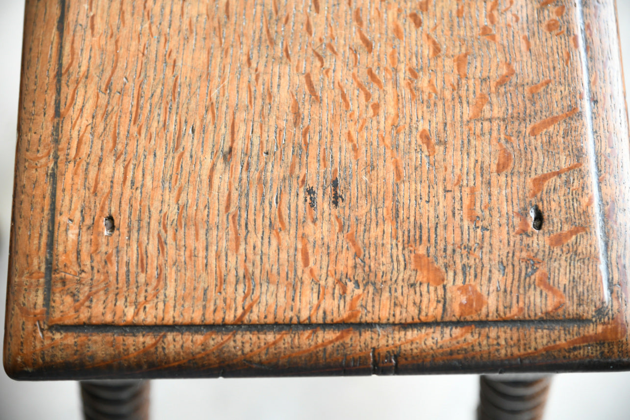 Pair Antique Oak Bobbin Turned Stools