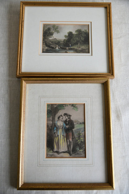 Pair Hand Coloured Engravings of Country Scenes