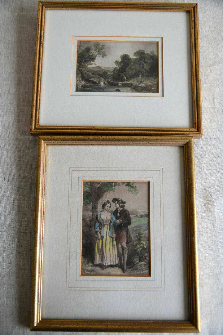 Pair Hand Coloured Engravings of Country Scenes