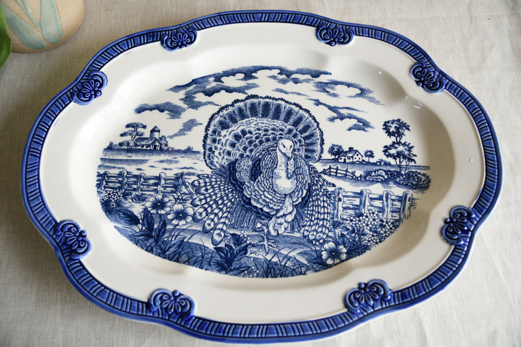 Blue & White Turkey Platter