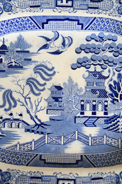 Blue & White Willow Pattern Plate Platter