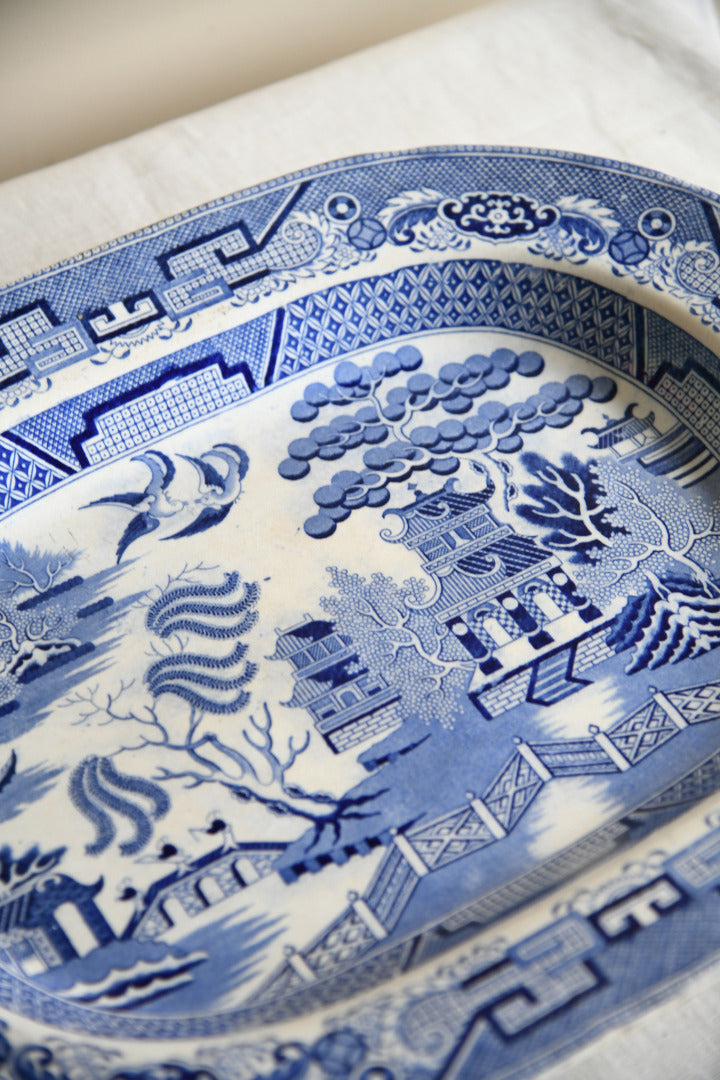 Blue & White Willow Pattern Plate Platter