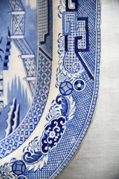 Blue & White Willow Pattern Plate Platter