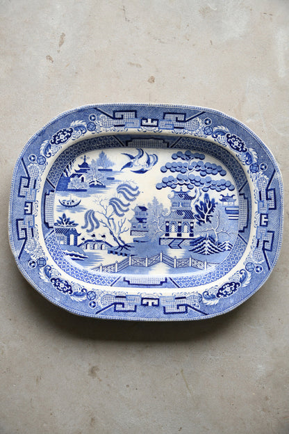 Blue & White Willow Pattern Plate Platter