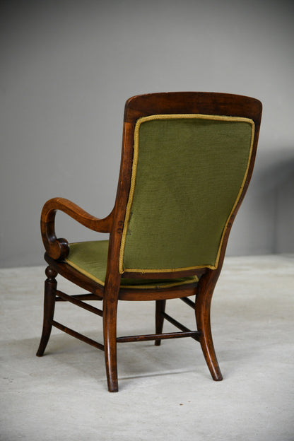 Walnut Upholstered Open Armchair