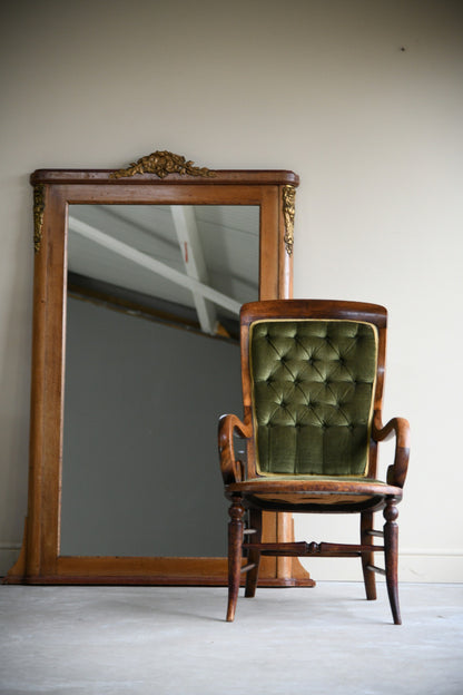 Walnut Upholstered Open Armchair