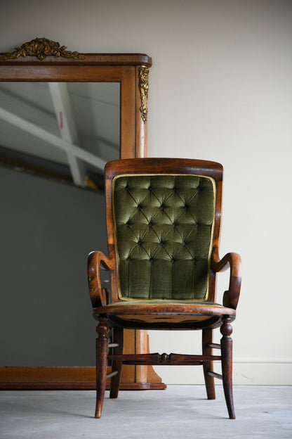 Walnut Upholstered Open Armchair