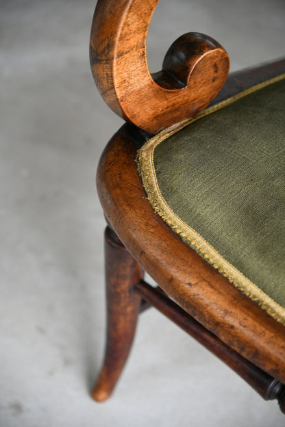 Walnut Upholstered Open Armchair