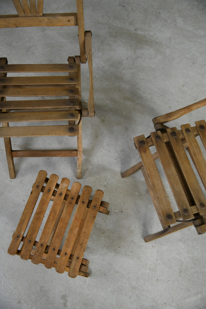 Vintage Childs Beech Folding Chairs & Table