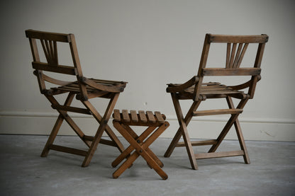 Vintage Childs Beech Folding Chairs & Table