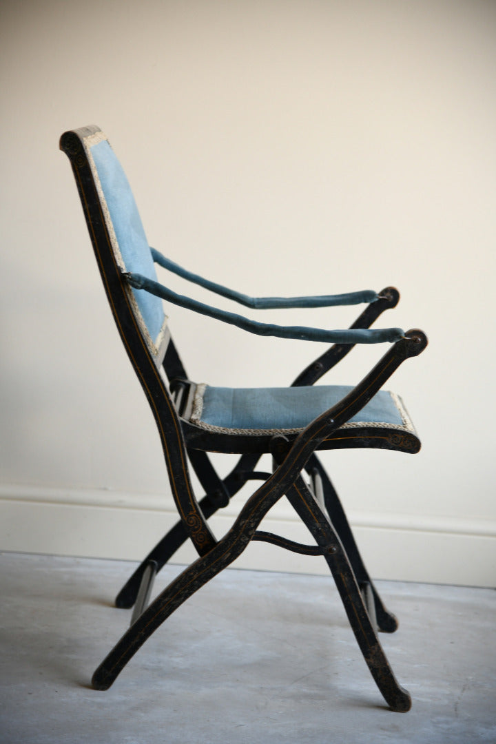 Antique Vintage Ebonised Folding Chair