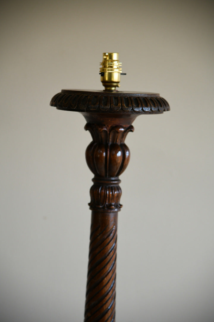 Carved Pine Standard Lamp