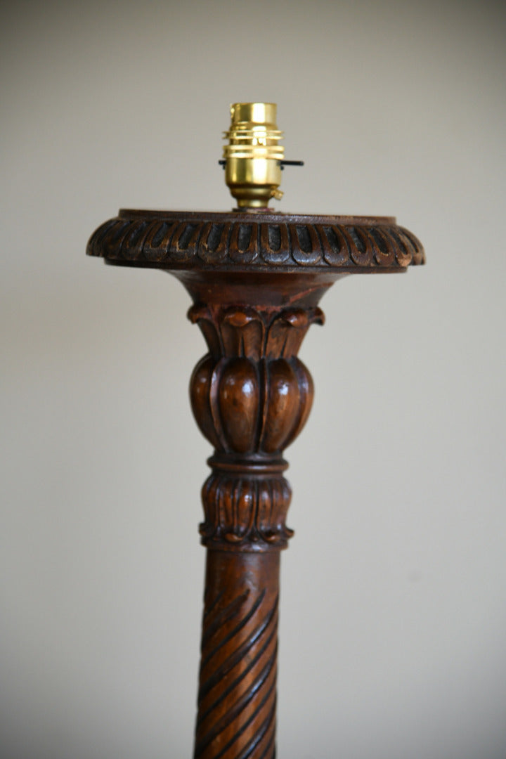 Carved Pine Standard Lamp