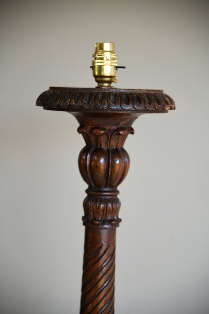 Carved Pine Standard Lamp