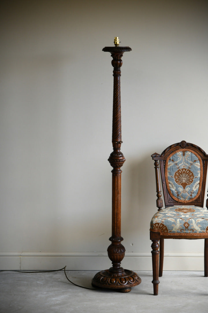 Carved Pine Standard Lamp