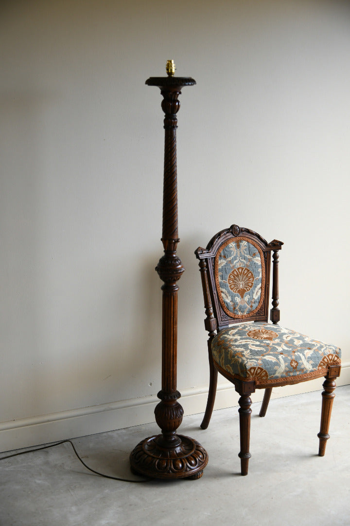 Carved Pine Standard Lamp