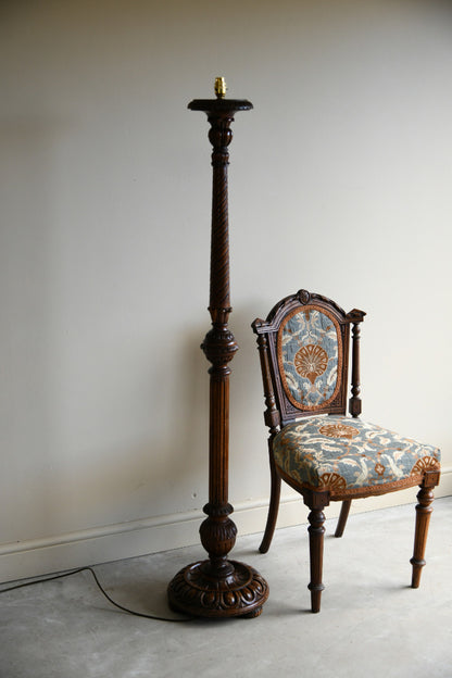 Carved Pine Standard Lamp