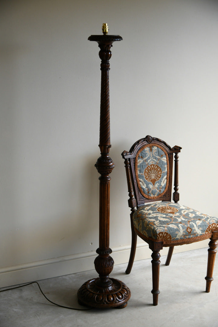 Carved Pine Standard Lamp