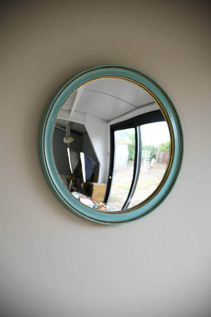 Vintage Turquoise Convex Mirror