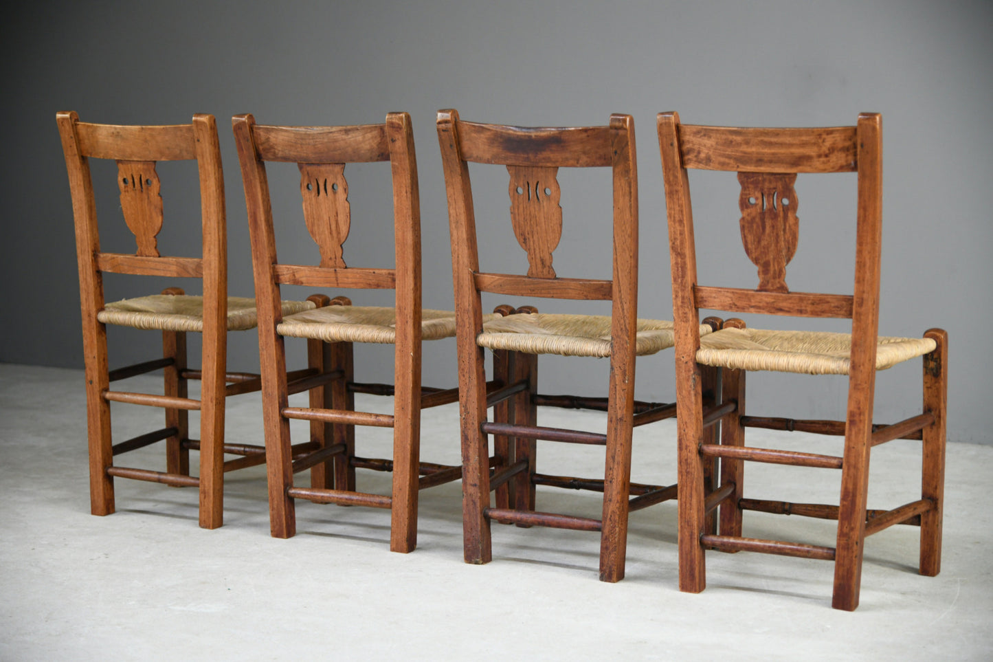 Set 4 Rustic French Kitchen Chairs