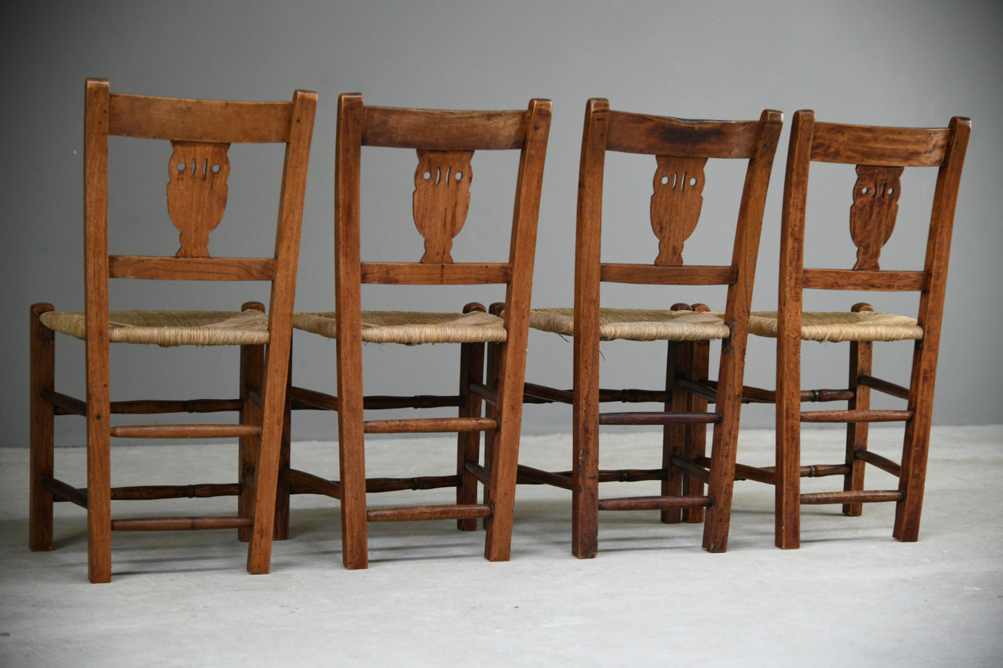 Set 4 Rustic French Kitchen Chairs