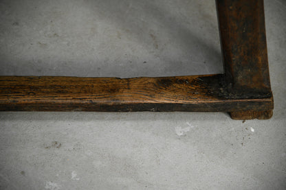 Early Antique European Rustic Square Trestle Tavern Kitchen Table