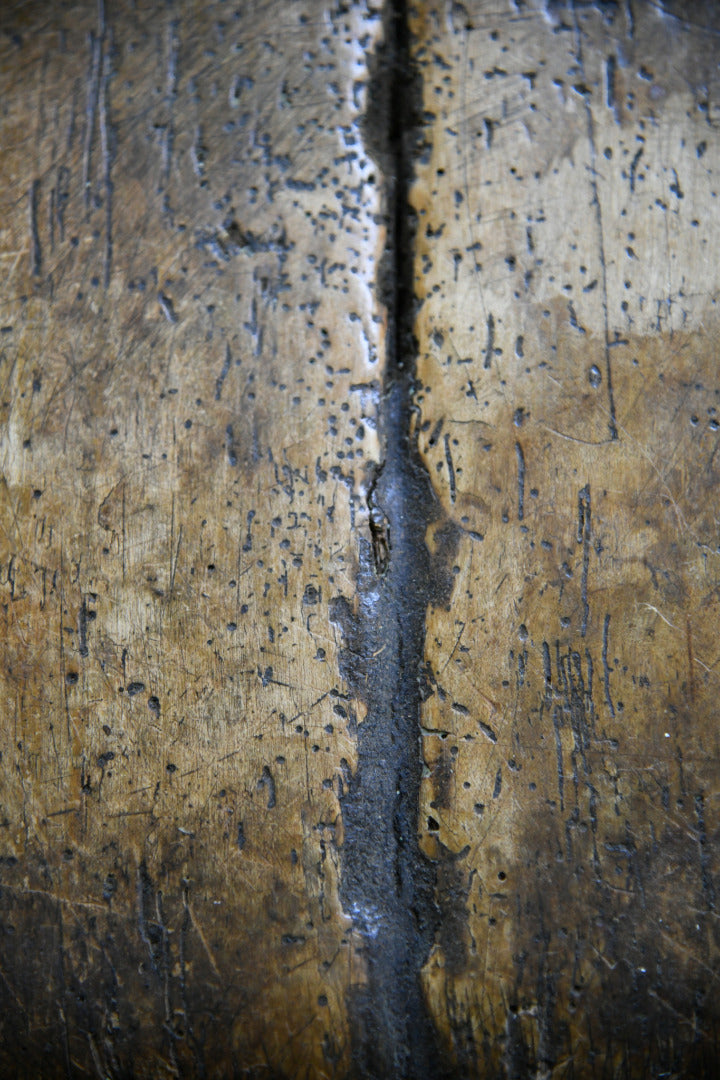 Early Antique European Rustic Square Trestle Tavern Kitchen Table