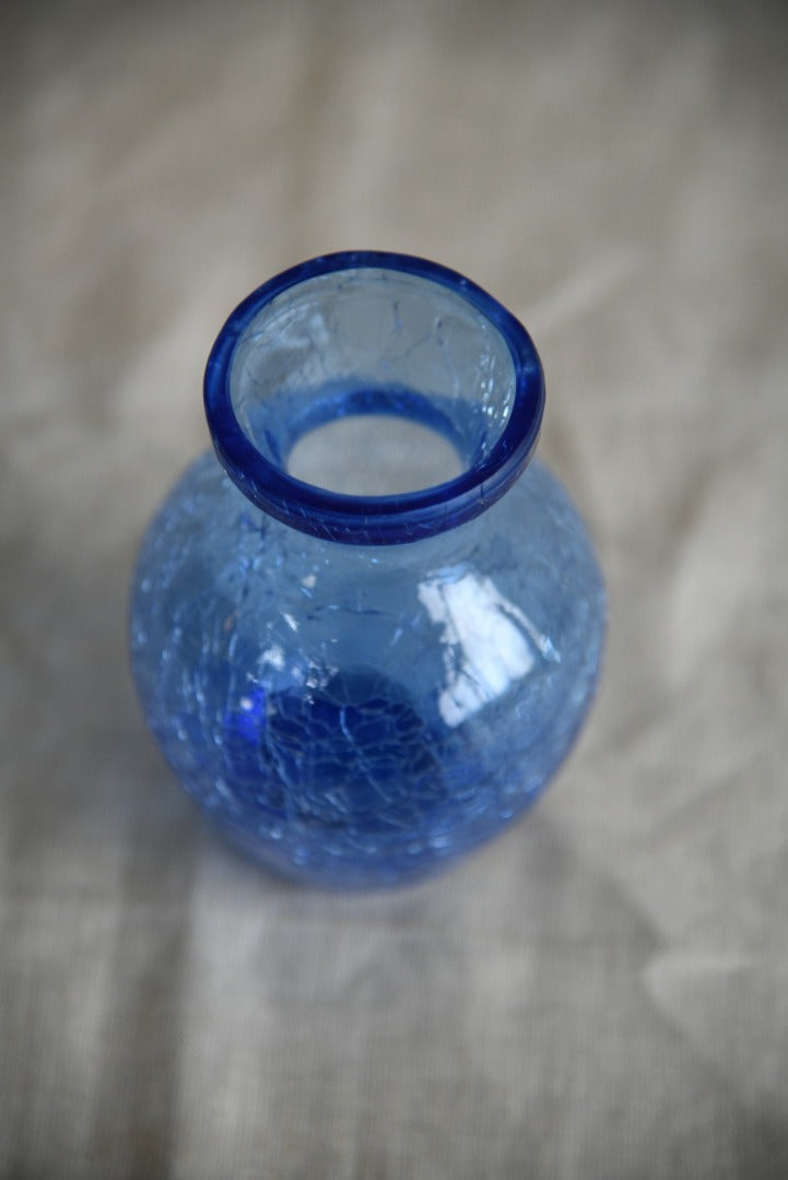 Blue Crackle Glass Vase