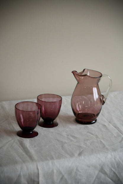 Amethyst Glass Jug & Goblets