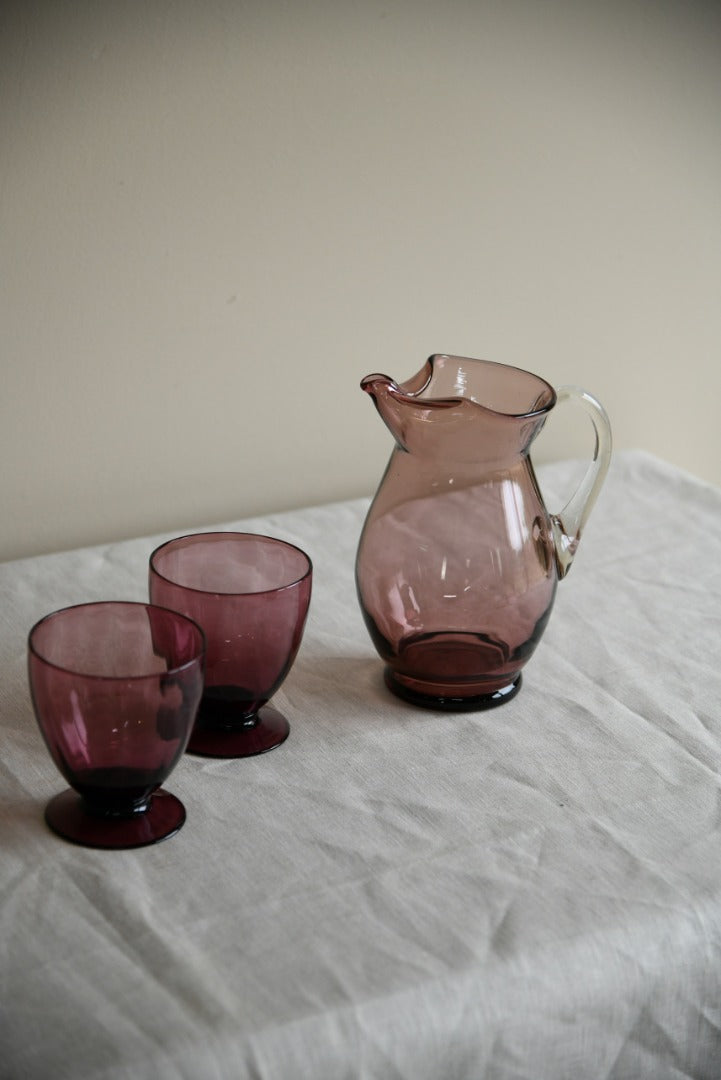 Amethyst Glass Jug & Goblets