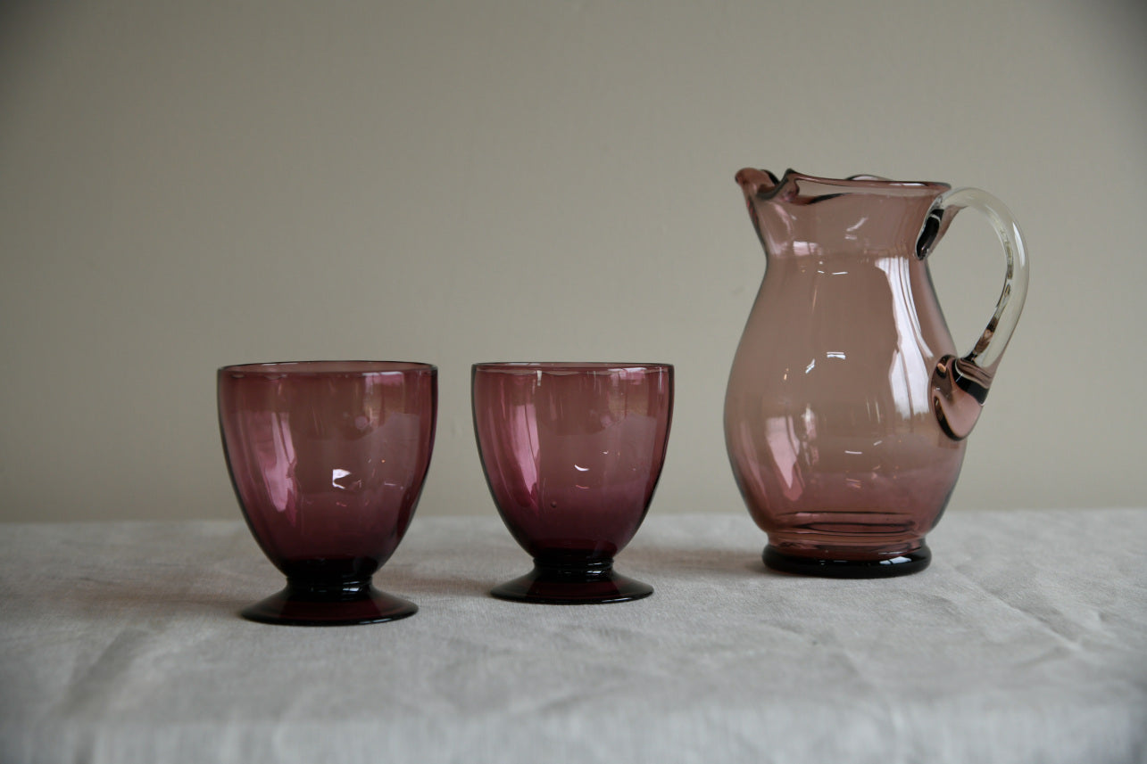 Amethyst Glass Jug & Goblets