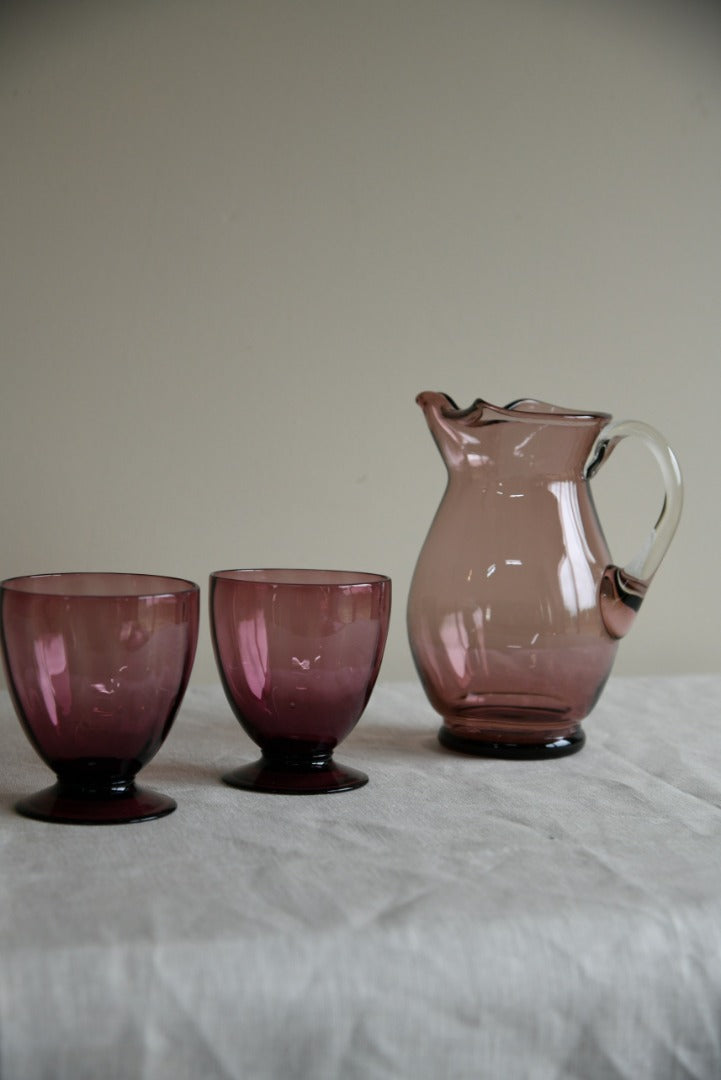 Amethyst Glass Jug & Goblets