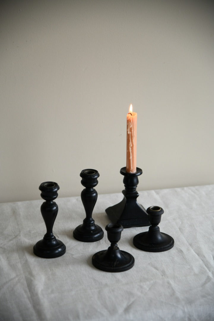 Ebony Turned Candlesticks