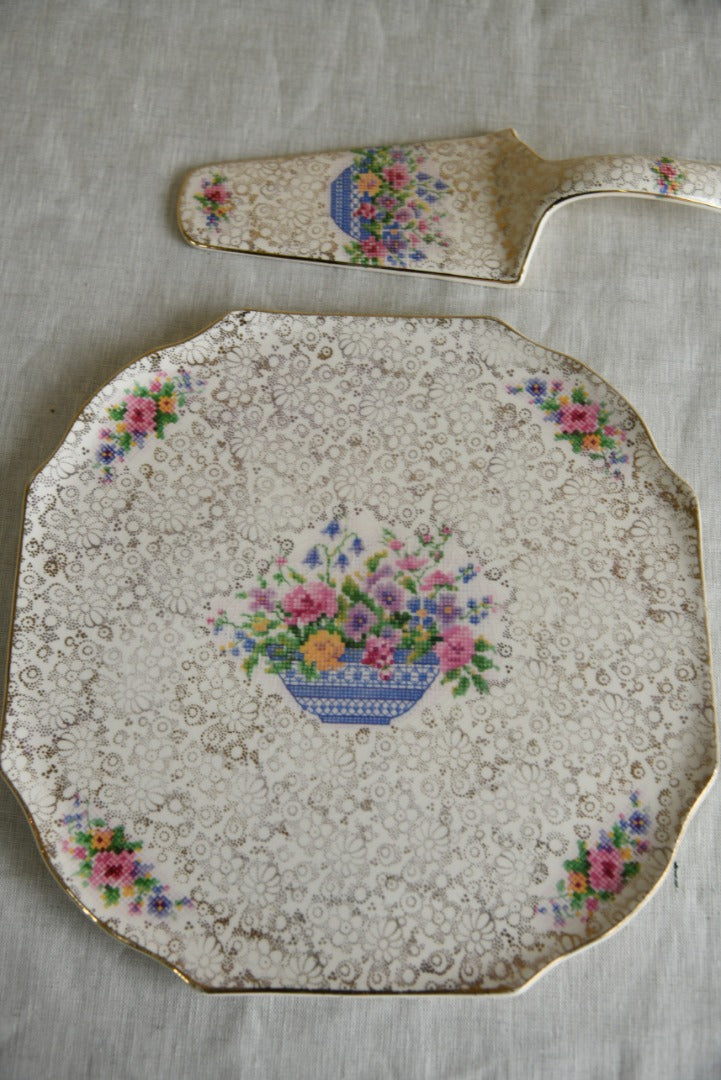 Vintage H K Tunstall Cake Plate & Slice