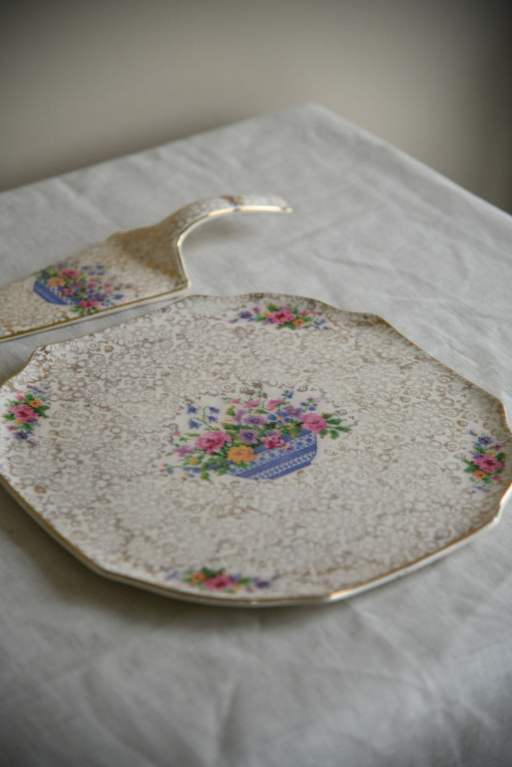 Vintage H K Tunstall Cake Plate & Slice