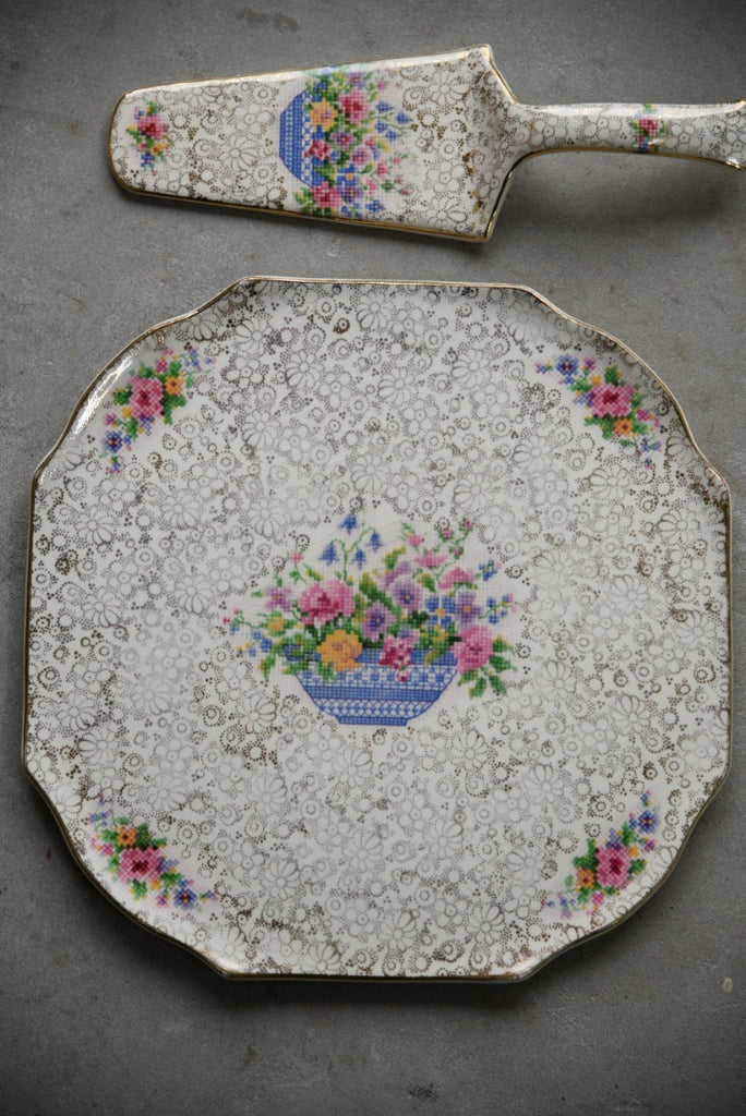 Vintage H K Tunstall Cake Plate & Slice