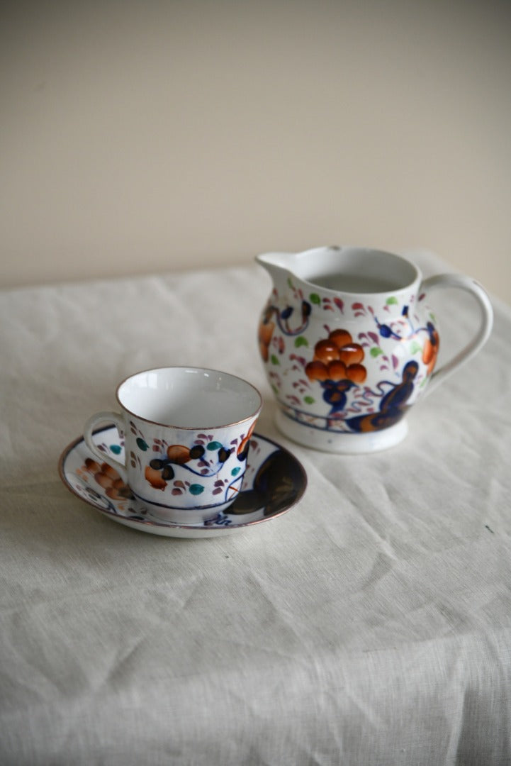 Gaudy Welsh Jug Cup & Saucer