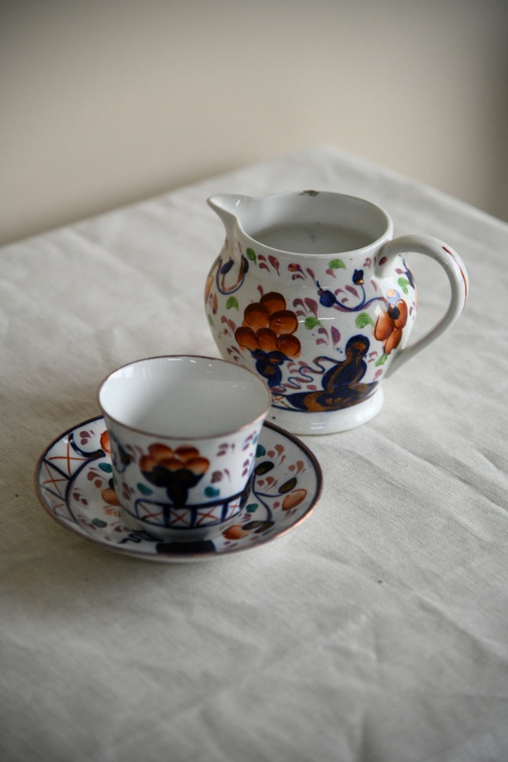 Gaudy Welsh Jug Cup & Saucer