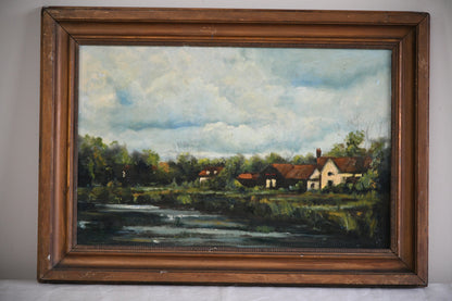 Rural River Landscape Oil Painting